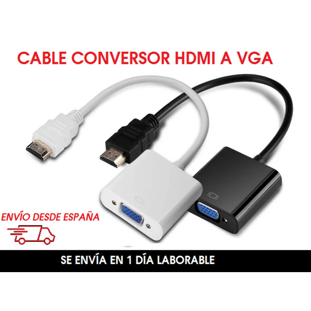 Кабель переходник HDMI a VGA белый и черный в 1080p с Испании|Компьютерные кабели