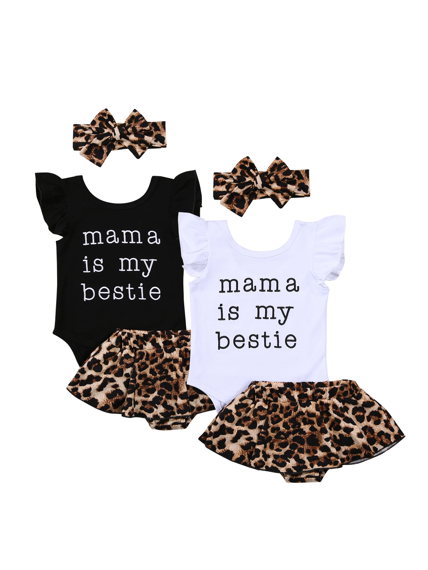 Baby Girls Two-piece Clothes Set Round Collar Fly Sleeves Romper And Leopard Printing Culottes Black/ White Baby Clothes Sets
Baby Girls Two-piece Clothes Set Round Collar Fly Sleeves Romper And Leopard Printing Culottes Black/ White Baby Clothes Sets