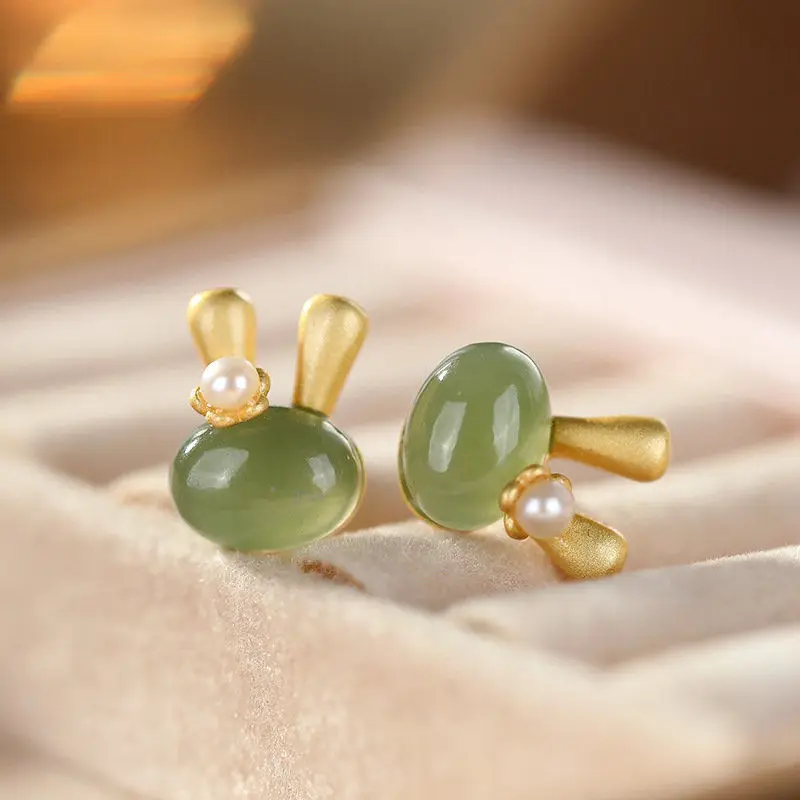 Full of Girly Heart Super Tolerable Gray Jade Bunny Ear Studs Ancient S925 Sterling Silver Exquisite Sweet Fun Earrings for
Full of Girly Heart Super Tolerable Gray Jade Bunny Ear Studs Ancient S925 Sterling Silver Exquisite Sweet Fun Earrings for