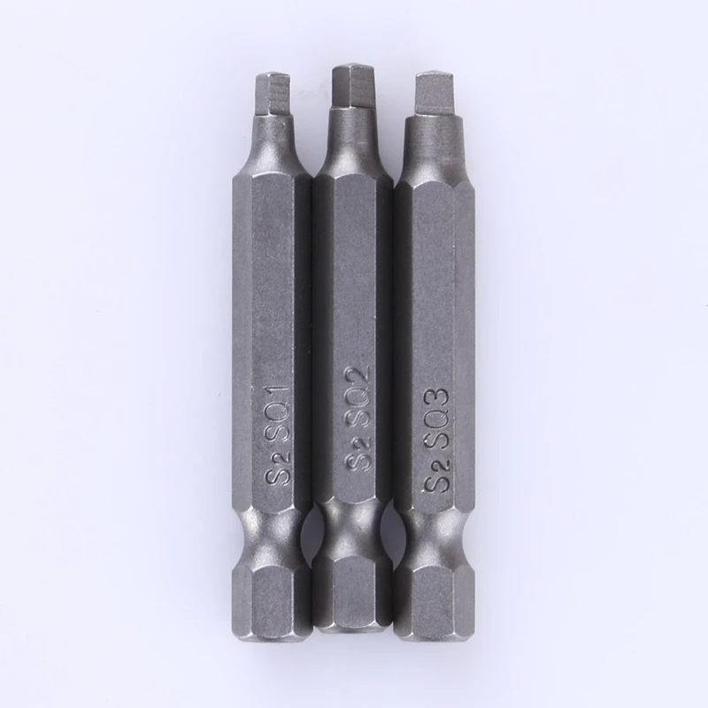 3Pcs 50Mm 1/4 Inch Hex Square Bits Head Screwdriver S2 Alloy Steel Magnetic Set Hand Tools | Инструменты