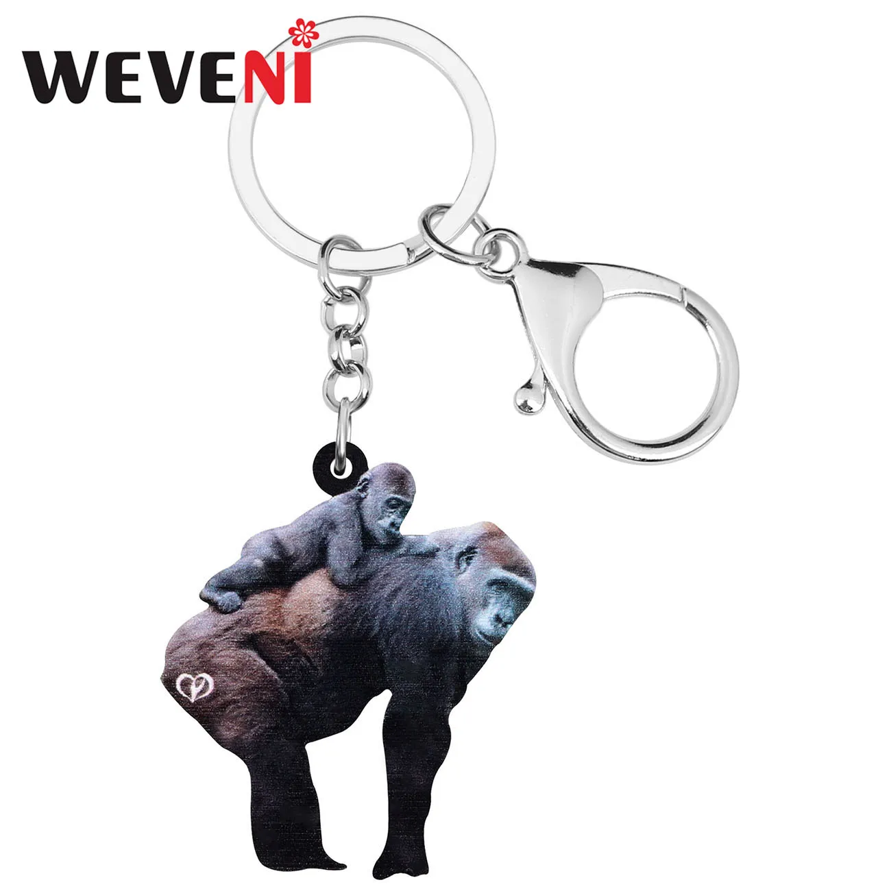 WEVENI Акриловые Черный Горилла брелки для ключей реалистичные печать брелоки с