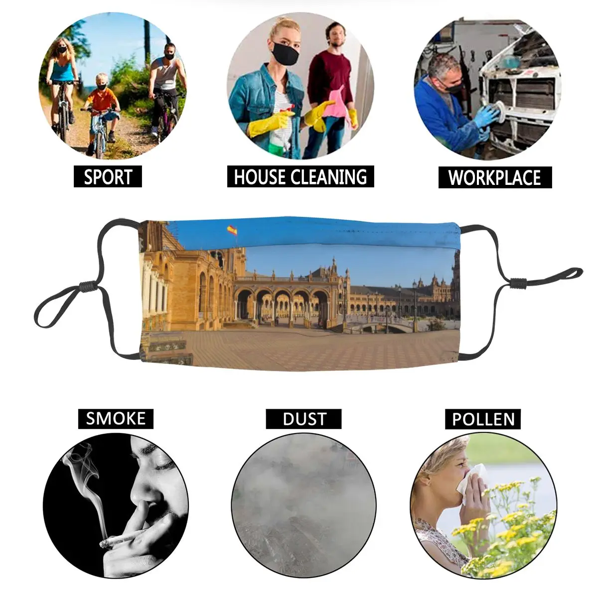 Spain Square Afternoon Reusable Mouth Face Mask Adult Spanish Anti Dust Haze Mask Protection Cover Respirator
Spain Square Afternoon Reusable Mouth Face Mask Adult Spanish Anti Dust Haze Mask Protection Cover Respirator
