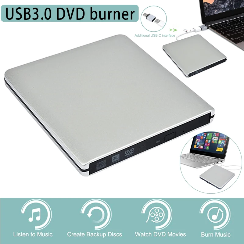 External DVD CD Drive Portable Ultra-thin Aluminum Alloy USB 3.0 Rewriter Burners High Speed Data Transfer for Laptop PC H-best
External DVD CD Drive Portable Ultra-thin Aluminum Alloy USB 3.0 Rewriter Burners High Speed Data Transfer for Laptop PC H-best