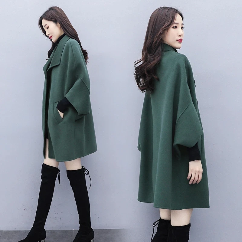 2020 new wool women's mid-length bat sleeve loose coat fashionable lapel all-match coat
2020 new wool women's mid-length bat sleeve loose coat fashionable lapel all-match coat