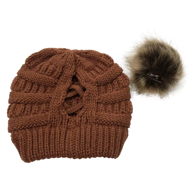 2021 New Ponytail With Ball Hat Wool Crossover European And American Fashion All-Match Women's Knitted Cap damska zima
2021 New Ponytail With Ball Hat Wool Crossover European And American Fashion All-Match Women's Knitted Cap damska zima