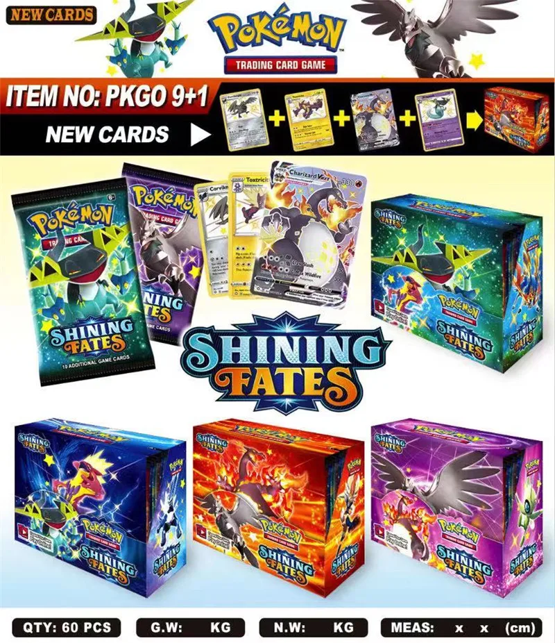 2021 NEW 360 pcs Cards Pokemon Card English Game Shining Fates Booster Box Trading Card Game Kids Collection Toys
2021 NEW 360 pcs Cards Pokemon Card English Game Shining Fates Booster Box Trading Card Game Kids Collection Toys