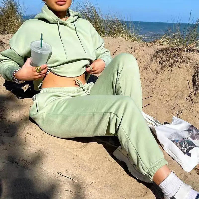 Casual Women Solid Hoodie Two Piece Sets Cropped Drawstring Sweatshirt And Lace Up Jogging Pants Suits Autumn Fashion Tracksuit
Casual Women Solid Hoodie Two Piece Sets Cropped Drawstring Sweatshirt And Lace Up Jogging Pants Suits Autumn Fashion Tracksuit