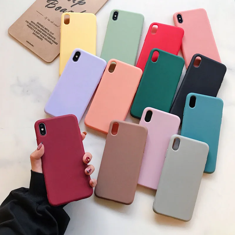 

Soft Silicone Case For iPhone 11 Pro XS Max XR X 10 8 7 6 6S Plus 7Plus 8Plus 6Plus Fashion Candy color Couples Cover