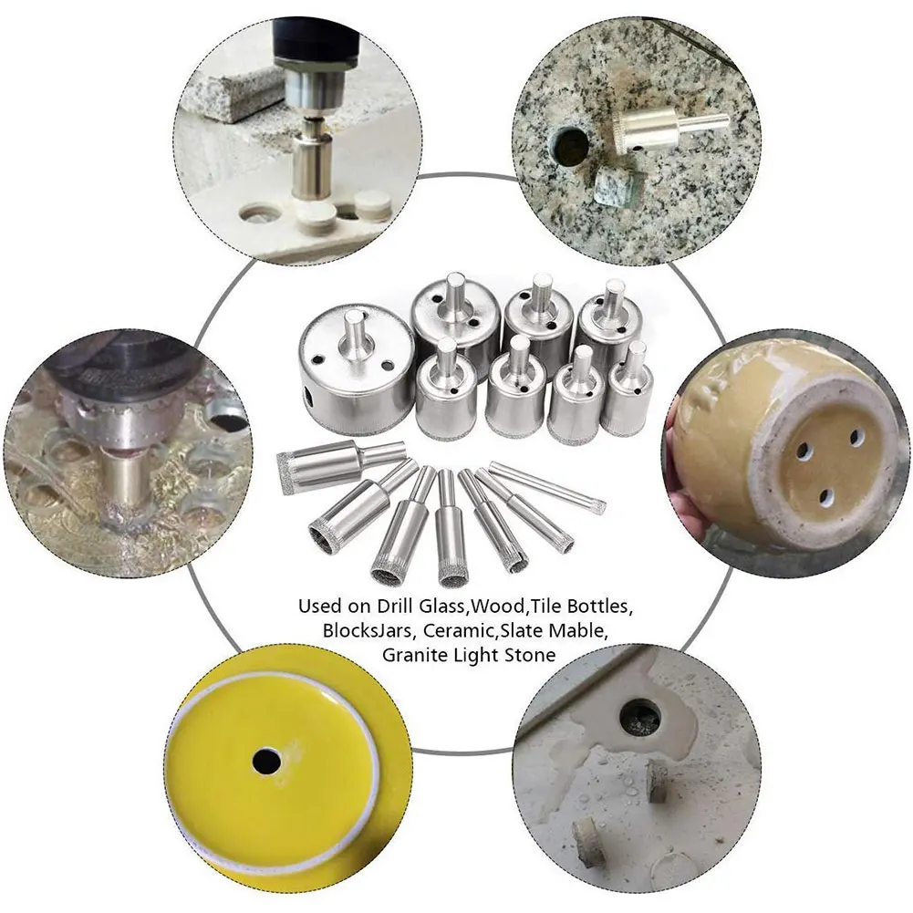15pcs Home Glass Marble Durable Drill Bit Set Tile Cutter Punch Tapping Power Tools Smooth Diamond Hole Saw DIY Ceramic 
15pcs Home Glass Marble Durable Drill Bit Set Tile Cutter Punch Tapping Power Tools Smooth Diamond Hole Saw DIY Ceramic
