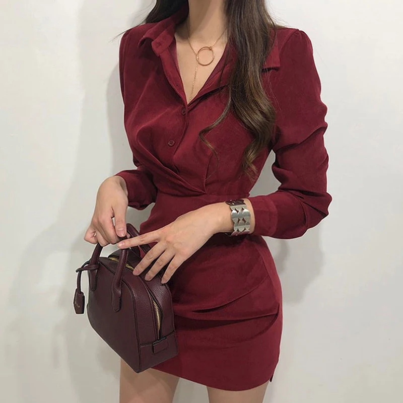 New Korean Chic Turn Down Collar Single Breast Tie vintage Dress High Waist Hip Pleat Bodycon Vestidos Solid Temperament Ropa
New Korean Chic Turn Down Collar Single Breast Tie vintage Dress High Waist Hip Pleat Bodycon Vestidos Solid Temperament Ropa