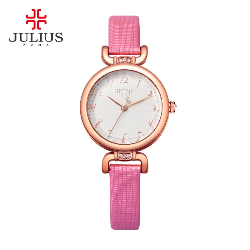 

Pink Watch For Women With Gift Box Jewelry Slim Whatch For Small Wrist Fashion Watch Casual Dress Montre Femme JULIUS JA-854