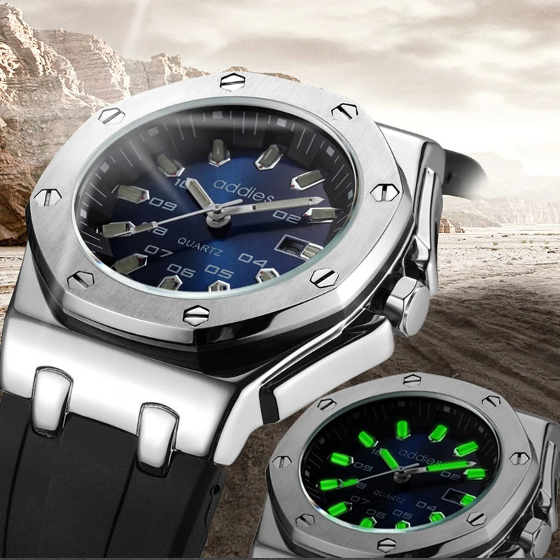 Addies Men Business Quartz Watch 30m Waterproof Luminous Hands Date Display Men's Wristwatches Silicone Strap Clock relogio
Addies Men Business Quartz Watch 30m Waterproof Luminous Hands Date Display Men's Wristwatches Silicone Strap Clock relogio