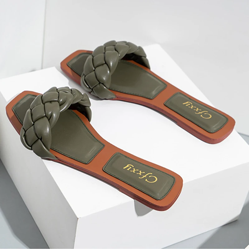 Women Weave Slippers Flat Sandals Open Toes Square Soft Green Foot Pad Leisure Large Size 37-42 Flip Flops Office Women Slippers
Women Weave Slippers Flat Sandals Open Toes Square Soft Green Foot Pad Leisure Large Size 37-42 Flip Flops Office Women Slippers
