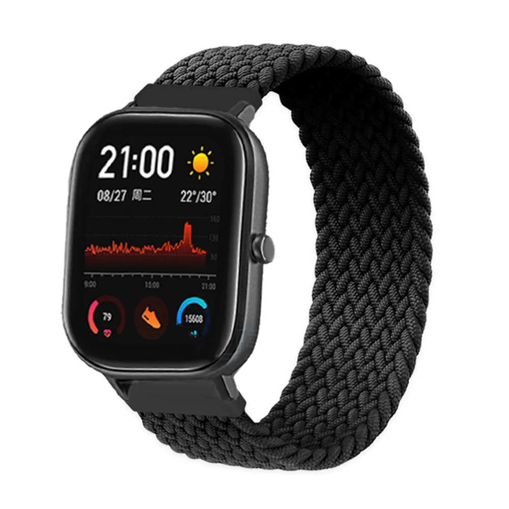 Плетеный соло петля ремешок для Xiaomi Huami Amazfit Bip Bit/Gts2 Pace Gtr 42/46 мм smartwatch GTR/GTS 47 42