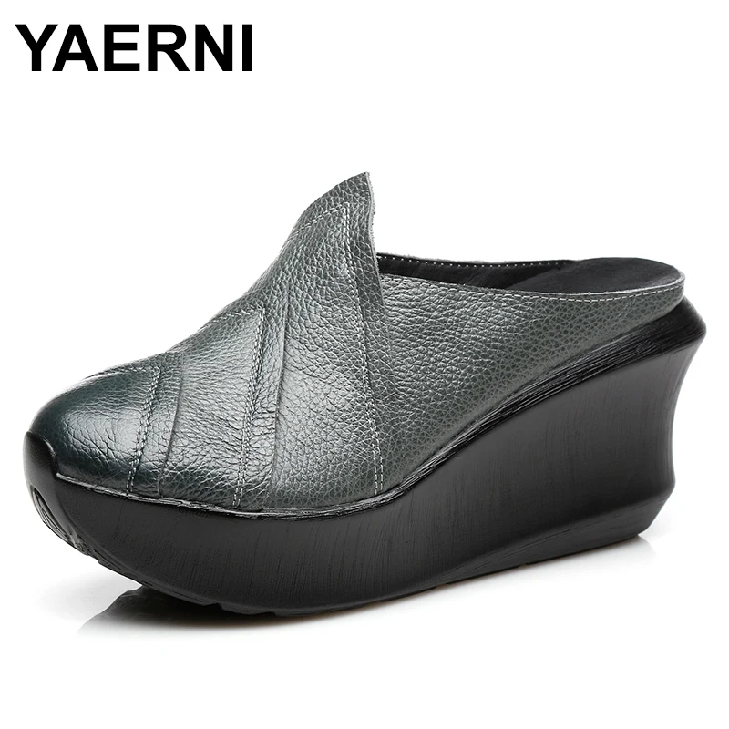 YAERNI/женские шлепанцы из натуральной кожи; Летние туфли на танкетке 8 см; Женские кожаные Тапочки ручной работы на платформе в стиле ретро; 2020
YAERNI/женские шлепанцы из натуральной кожи; Летние туфли на танкетке 8 см; Женские кожаные Тапочки ручной работы на платформе в стиле ретро; 2020