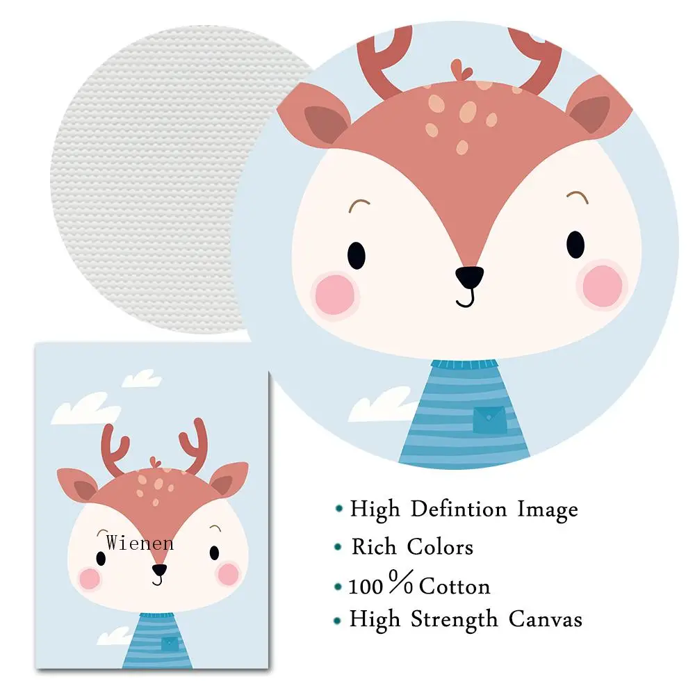 Cartoon Animals Wall Art Canvas Painting Nordic Deer Rabbit Bear Posters Nursery Decor Pictures for Baby Room Kids Room Mural
Cartoon Animals Wall Art Canvas Painting Nordic Deer Rabbit Bear Posters Nursery Decor Pictures for Baby Room Kids Room Mural