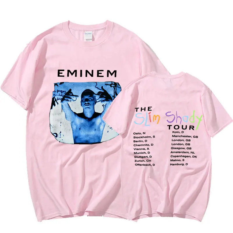 Винтажные 1999 футболки Eminem Slim Shady Tour с новым принтом Мужская футболка коротким