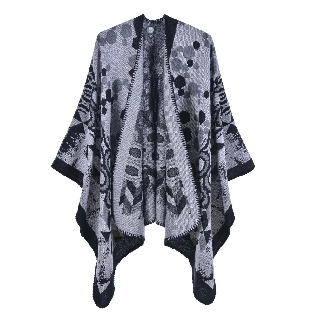 

New Foreign Trade Lady Capes Ponchos Diamond Shaped Fringes Lengthened Hot Imitation Cashmere Shawls Both Sides Thickened Cape