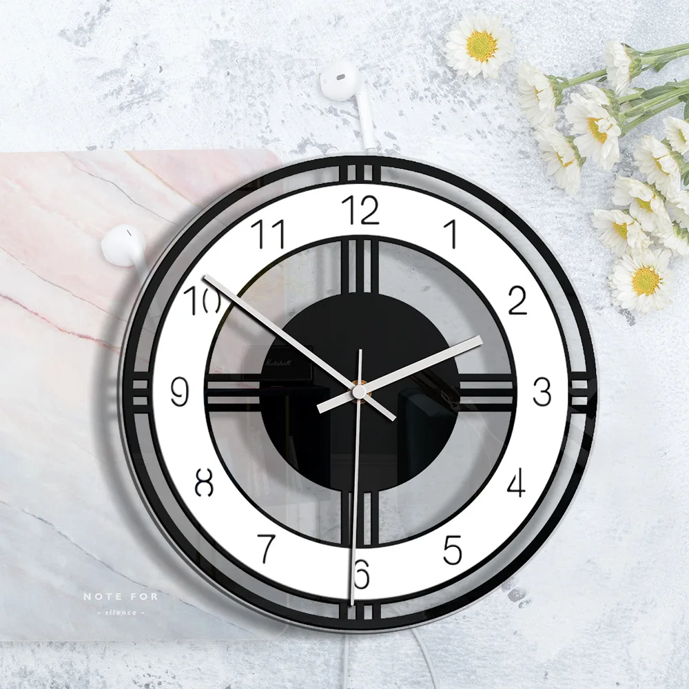 Home Decoration Black And White Circle Creative Wall Clock Living Room Bedroom Transparent Acrylic Retro Clock
Home Decoration Black And White Circle Creative Wall Clock Living Room Bedroom Transparent Acrylic Retro Clock