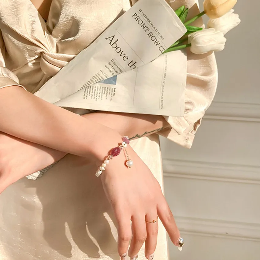 Light Yellow Gold Color Flower Shell with Imitation Pearl Stretchy Bracelet for Elegant Women Jewelry | Украшения и аксессуары