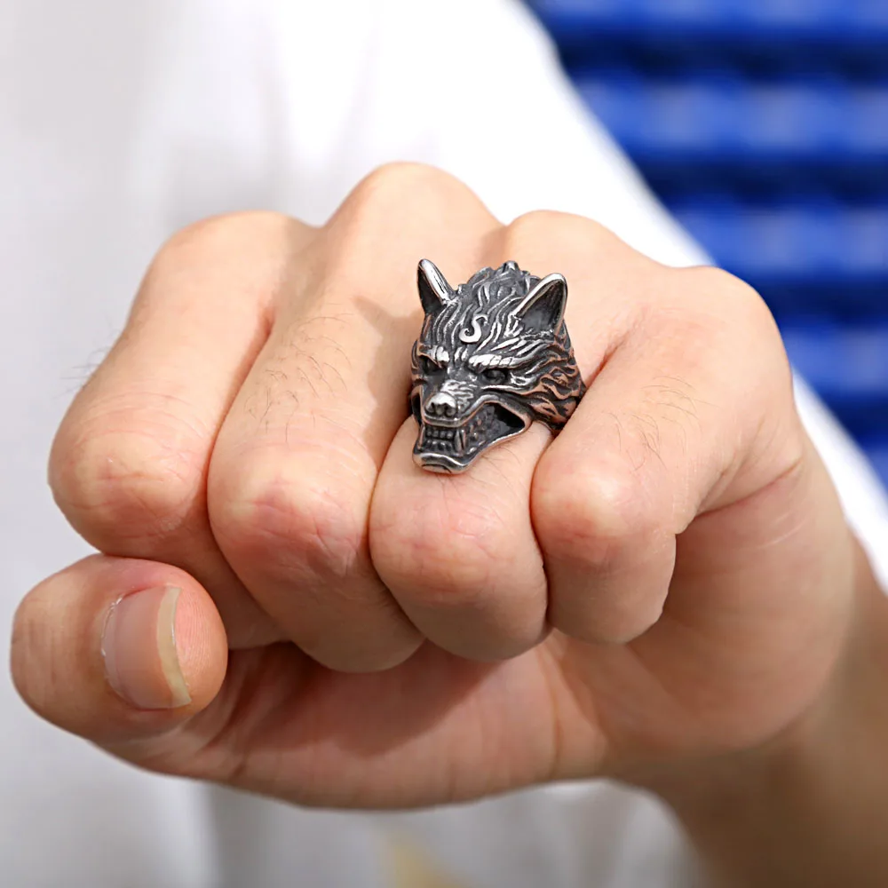 Nordic Stainless Steel Viking Wolf Rings For Men Retro Gothic Wolf Head Ring Biker Amulet Fashion Jewelry Gift Wholesale
Nordic Stainless Steel Viking Wolf Rings For Men Retro Gothic Wolf Head Ring Biker Amulet Fashion Jewelry Gift Wholesale