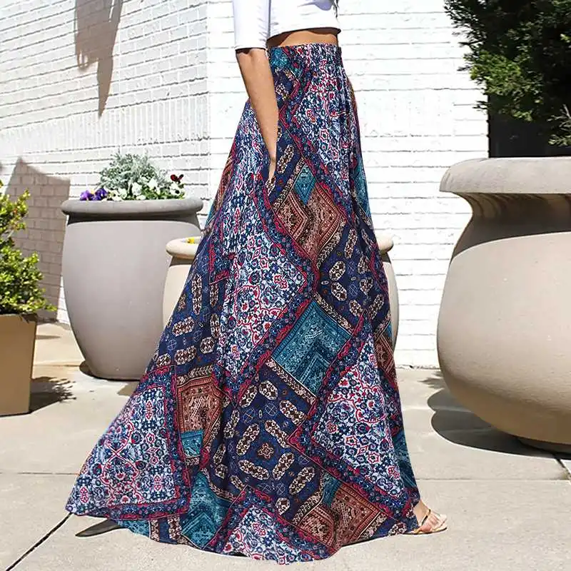 2021 Summer Bohemian Long Skirt Women Elegant Loose Bottoms Fashion Casual High Elastic Waist Skirt ZANZEA Printed A Line Skirts
2021 Summer Bohemian Long Skirt Women Elegant Loose Bottoms Fashion Casual High Elastic Waist Skirt ZANZEA Printed A Line Skirts