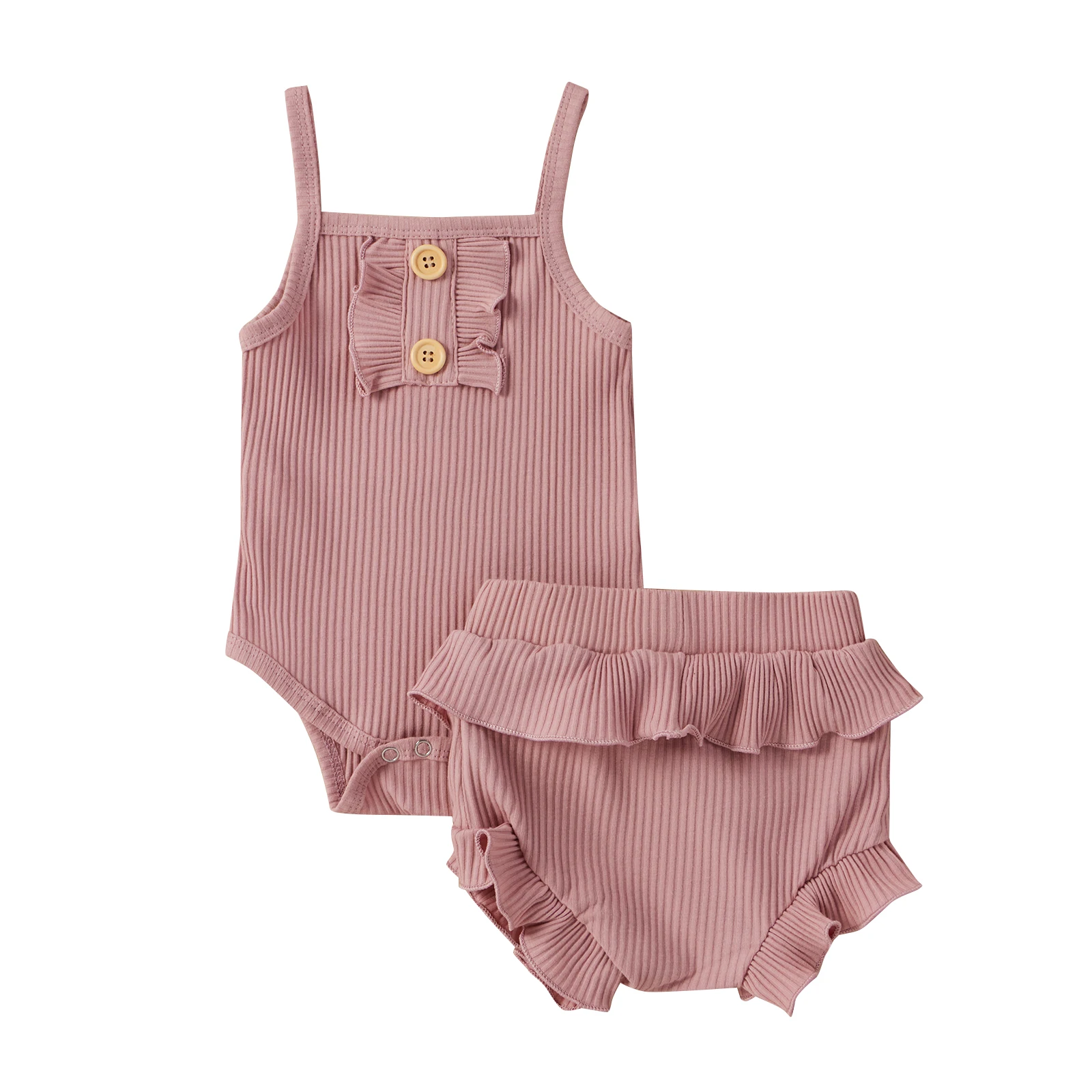0-24M Newborn Baby Girls 2-piece Outfit Set Summer Sleeveless Solid Color Romper and Shorts Set for Kid Girls 
0-24M Newborn Baby Girls 2-piece Outfit Set Summer Sleeveless Solid Color Romper and Shorts Set for Kid Girls
