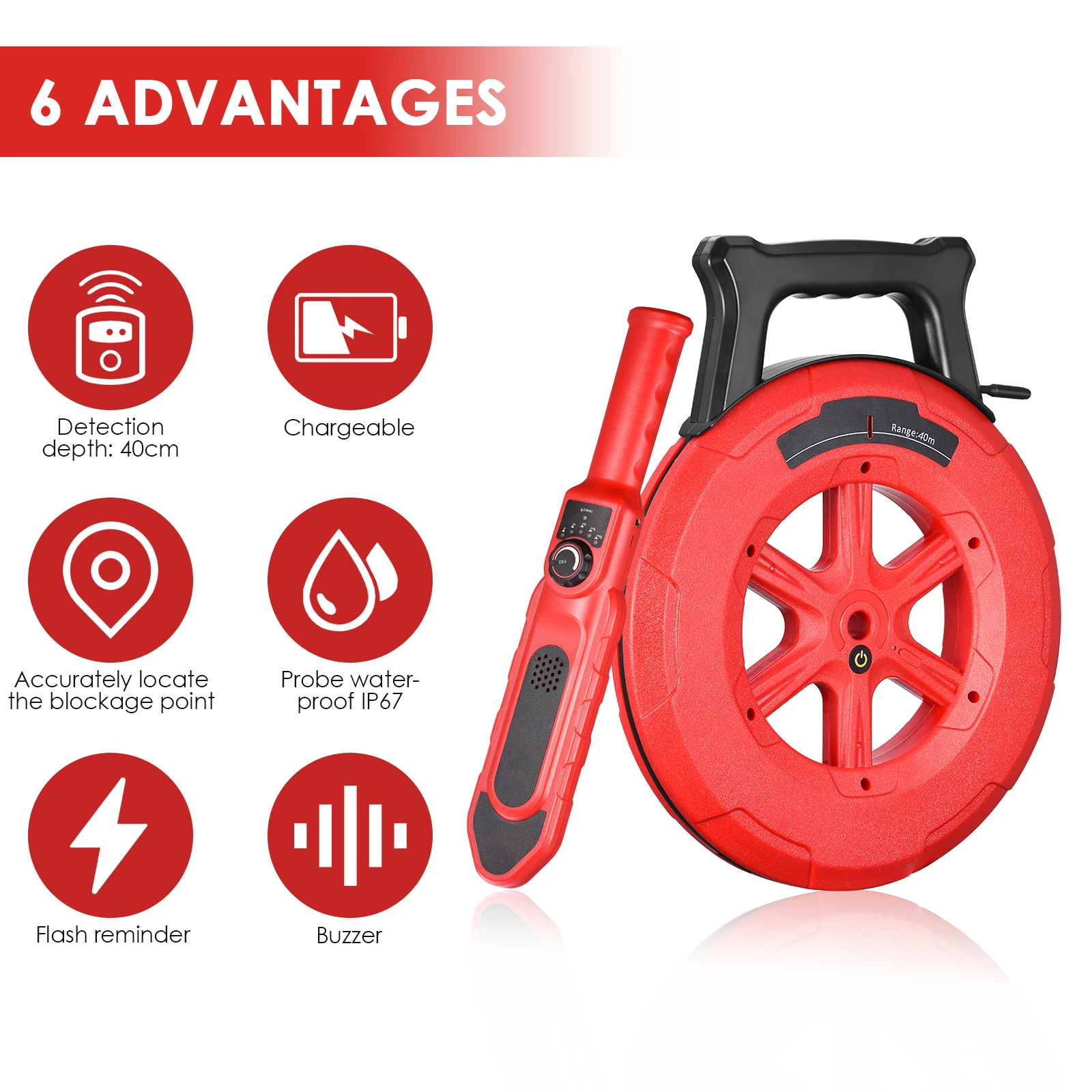 Pipeline Blockage Detector 40M/131Ft Pipeline Locator Accurate Positioning Strong Signal IP67 Waterproof Detect
Pipeline Blockage Detector 40M/131Ft Pipeline Locator Accurate Positioning Strong Signal IP67 Waterproof Detect