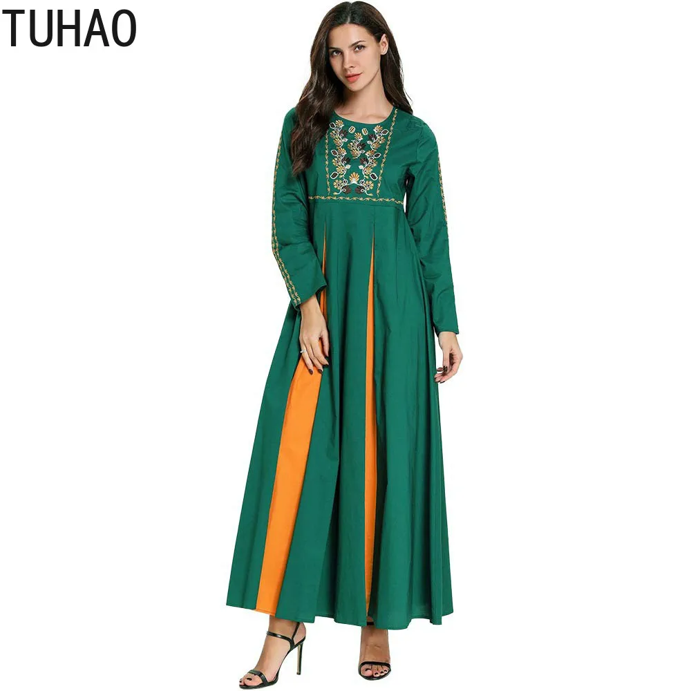 Patchwork Large Size Woman's Maxi Dress Green Floral Embroidered Muslim Robes Stitching Large Swing Bohemian Dresses T9018
Patchwork Large Size Woman's Maxi Dress Green Floral Embroidered Muslim Robes Stitching Large Swing Bohemian Dresses T9018