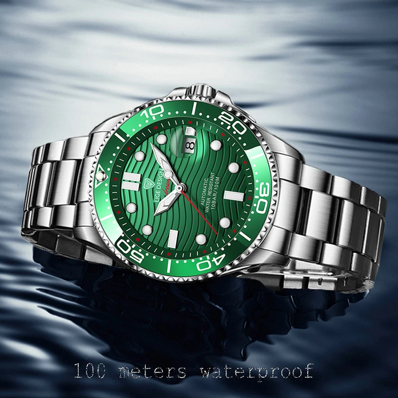 2021 LIGE бизнес механические мужские часы Топ бренд класса люкс 100 м