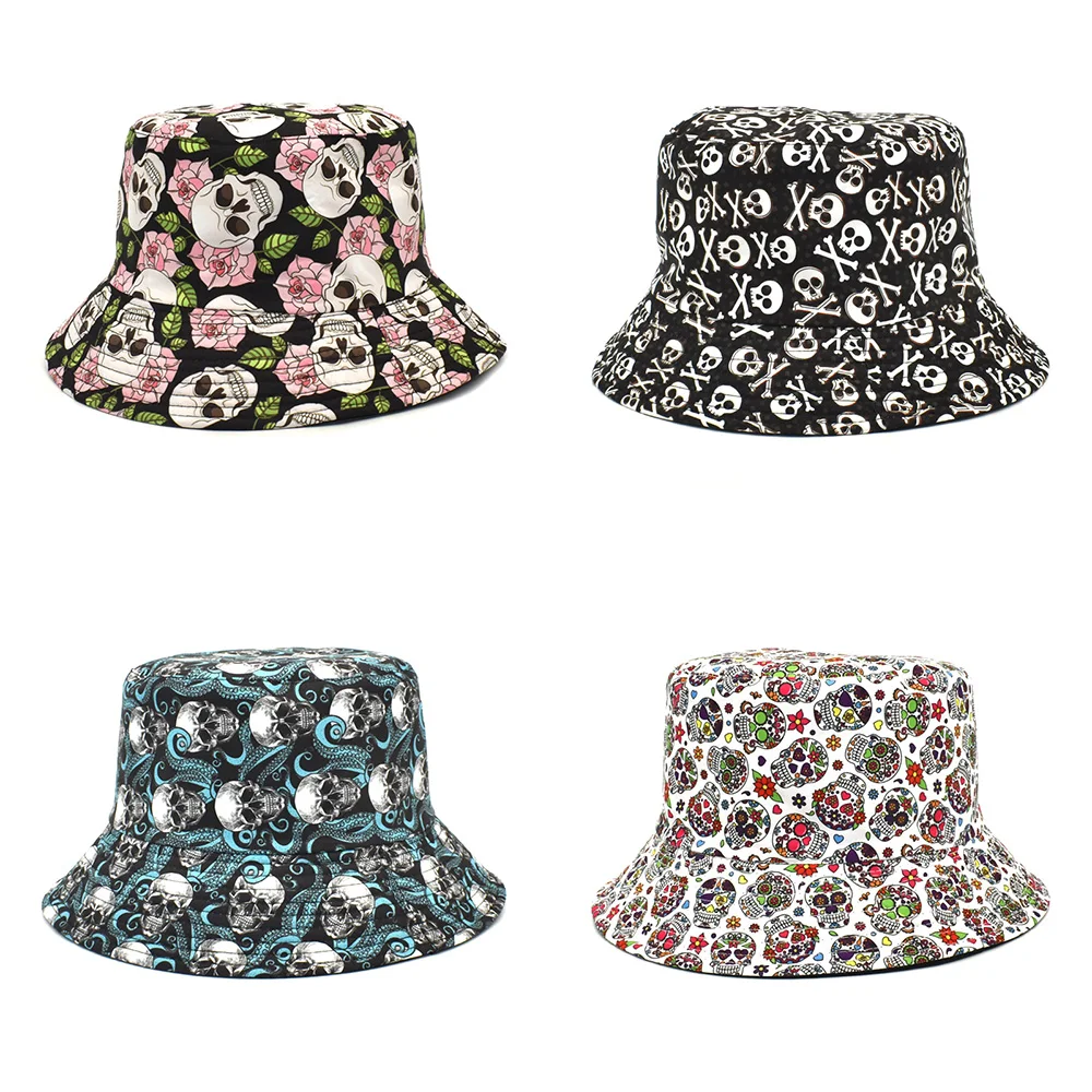 2021 Punk Panama Fishermant Hat Harajuku Skull Rose Flower Print Bucket Hat For Women Men Summer Reversible Fishing Cap
2021 Punk Panama Fishermant Hat Harajuku Skull Rose Flower Print Bucket Hat For Women Men Summer Reversible Fishing Cap