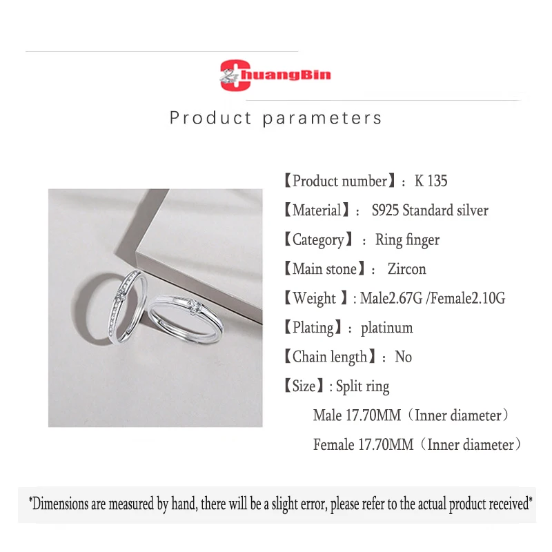 Genuine S925 sterling silver couple ring men and women high-end zircon open ring suitable For Valentine's Day romantic gift
Genuine S925 sterling silver couple ring men and women high-end zircon open ring suitable For Valentine's Day romantic gift