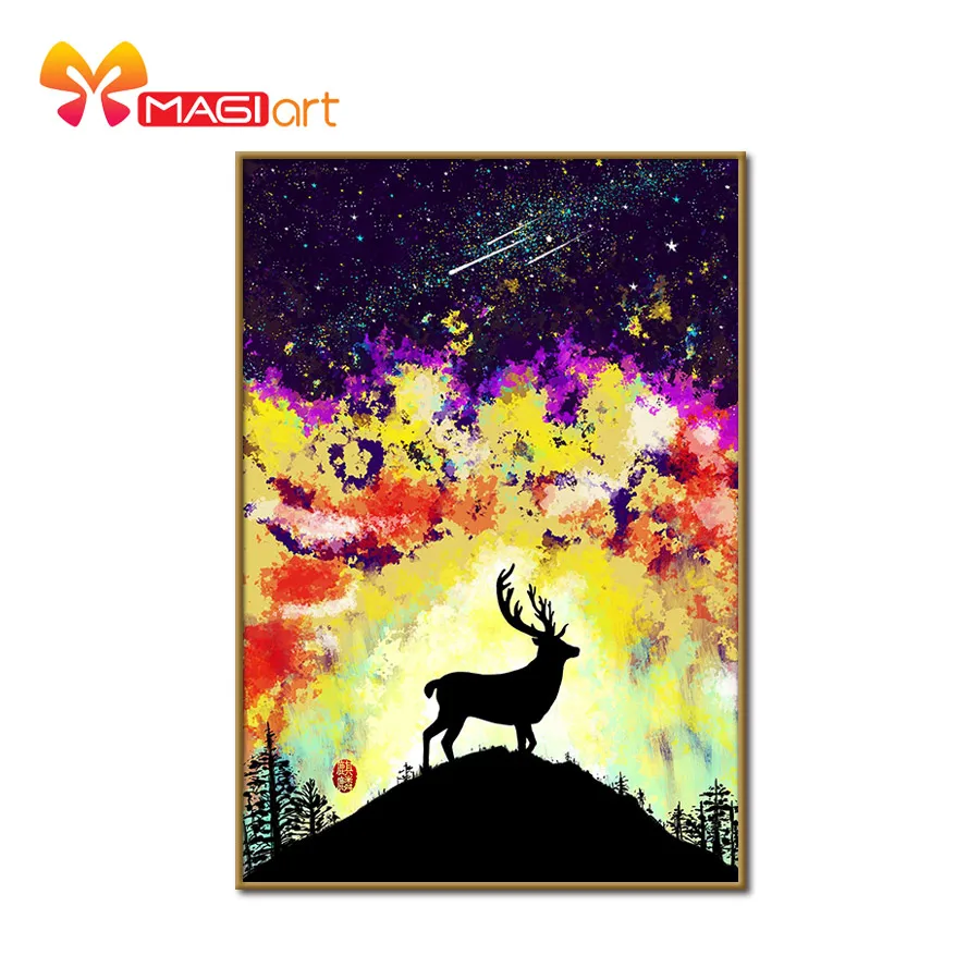 Cross stitch kits Embroidery needlework sets 11CT water soluble canvas patterns 14CT Animals Elk In The Mountain-NCMA011 
Cross stitch kits Embroidery needlework sets 11CT water soluble canvas patterns 14CT Animals Elk In The Mountain-NCMA011