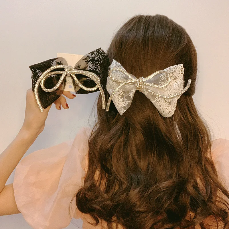 Young girl lace bowknot hairpin web celebrity diamond hairpin top hair female children head spring clip to embroidery 
Young girl lace bowknot hairpin web celebrity diamond hairpin top hair female children head spring clip to embroidery
