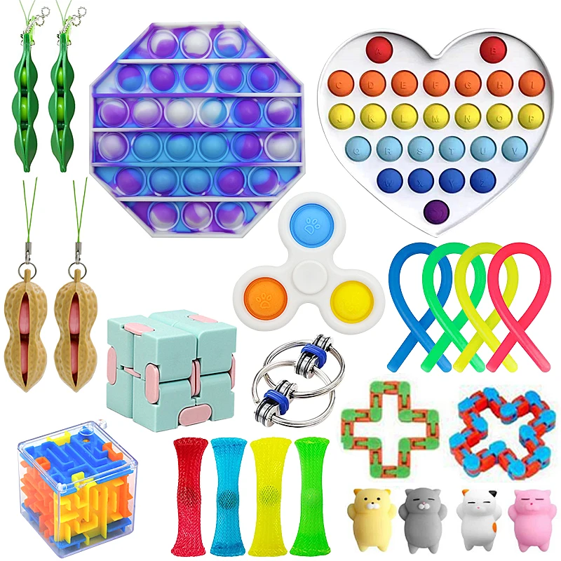25pcs Fidget Toy Set Anti Stress Set Random Strings for Adults Children Squishy Bubble Sensory Antistress Relief Toys
25pcs Fidget Toy Set Anti Stress Set Random Strings for Adults Children Squishy Bubble Sensory Antistress Relief Toys