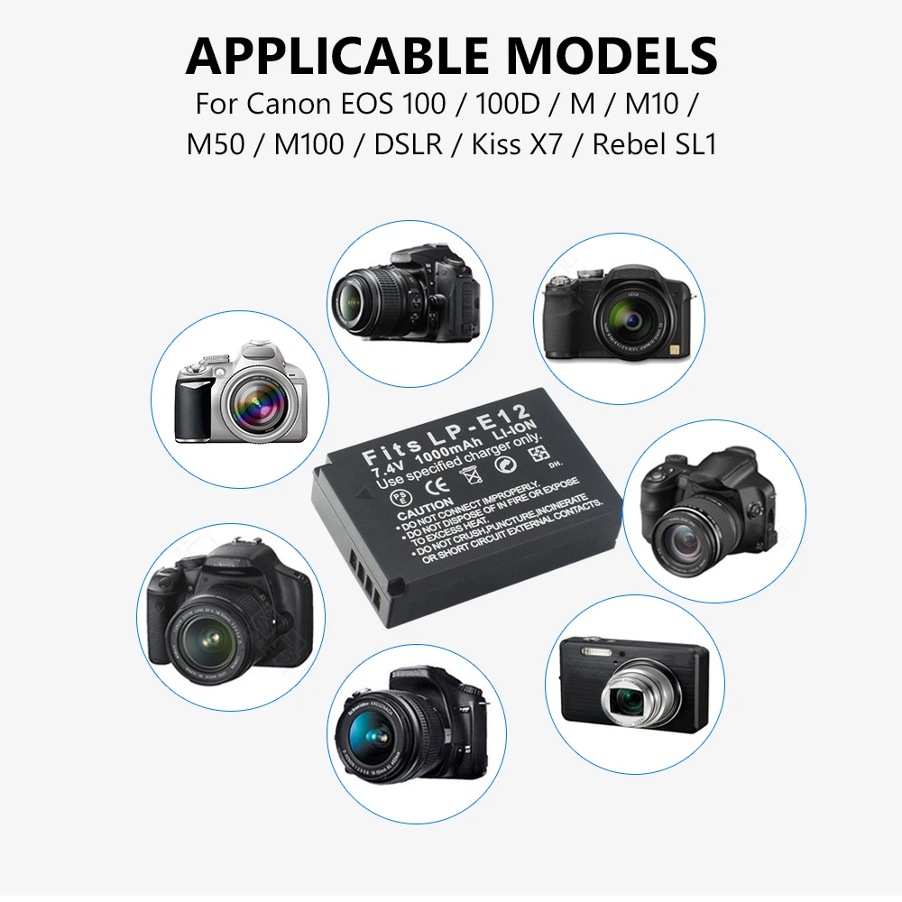 Литий-ионный аккумулятор LP-E12 для камеры Canon EOS M M10 M50 100 100D | Электроника