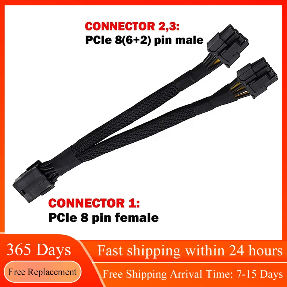 8 Pin PCI Express To Dual PCIE 6+2 Pin Power Cable Mining Motherboard Graphics Card PCIE Riser GPU Power Data Cable Splitter
8 Pin PCI Express To Dual PCIE 6+2 Pin Power Cable Mining Motherboard Graphics Card PCIE Riser GPU Power Data Cable Splitter
