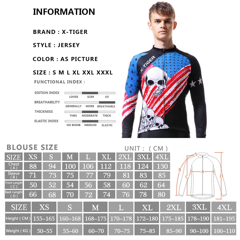 X-Tiger Long Sleeve Skull Retro Cycling Jerseys MTB Cycling Bicycle Clothing Maillot Ropa Ciclismo Spring Autumn Jerseys
X-Tiger Long Sleeve Skull Retro Cycling Jerseys MTB Cycling Bicycle Clothing Maillot Ropa Ciclismo Spring Autumn Jerseys