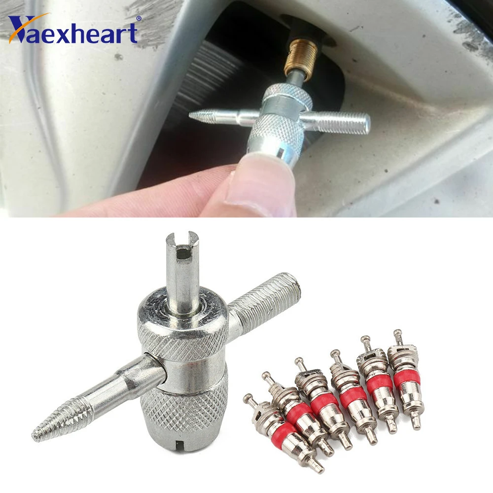 

7Pcs Tyre Valve Core With Remover Tool Schrader Valves For Car or Bike Repair