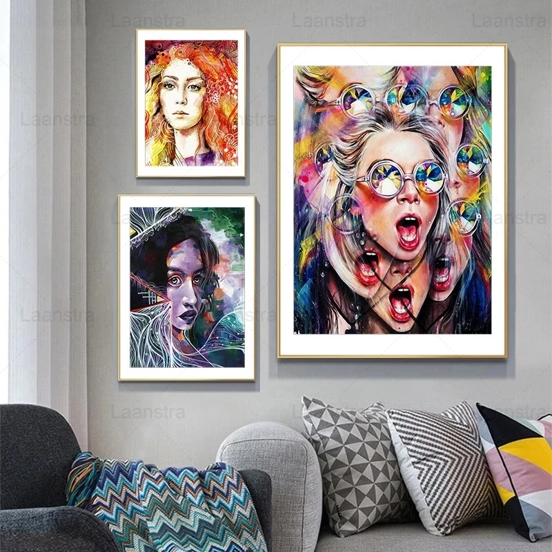 Heavy Metal Style Decor Painting Colorful Watercolor Weird Woman Face Graffiti Poster Canvas Painting Wall Art For Living Room
Heavy Metal Style Decor Painting Colorful Watercolor Weird Woman Face Graffiti Poster Canvas Painting Wall Art For Living Room