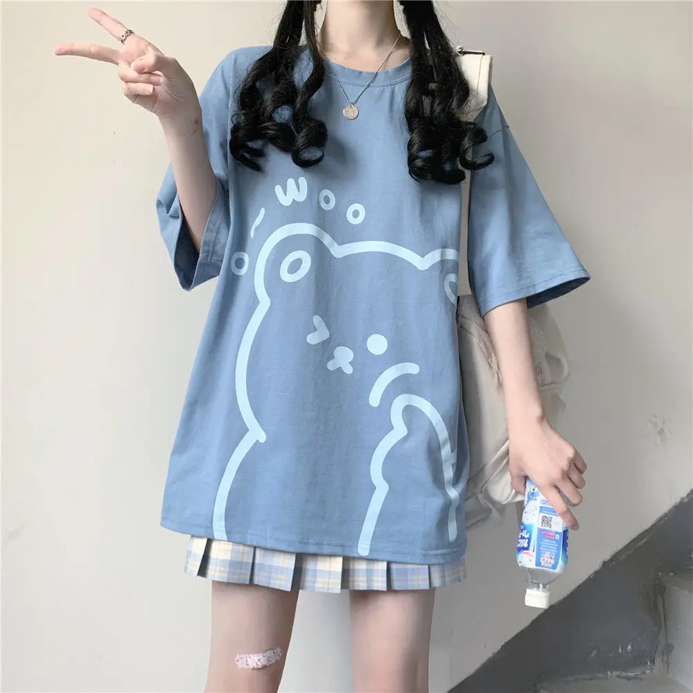Summer short sleeve t-shirt female student Korean loose Japanese soft girl cute fried Street ins college style versatile
Summer short sleeve t-shirt female student Korean loose Japanese soft girl cute fried Street ins college style versatile
