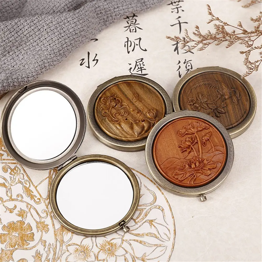 Mini Hand Hold Girls Beauty Portable Makeup Mirror Brass Vintage Pocket Folding Compact Mirror Wooden Carving Cosmetic Mirror
Mini Hand Hold Girls Beauty Portable Makeup Mirror Brass Vintage Pocket Folding Compact Mirror Wooden Carving Cosmetic Mirror