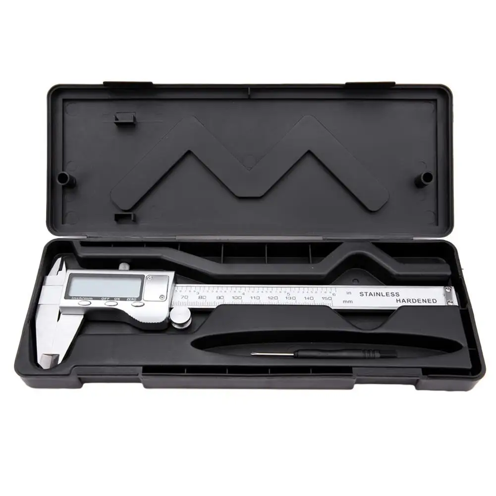 6-Inch 150mm digital calipers Stainless Steel Electronic Digital Vernier Caliper Metal Micrometer Measuring tool 
6-Inch 150mm digital calipers Stainless Steel Electronic Digital Vernier Caliper Metal Micrometer Measuring tool