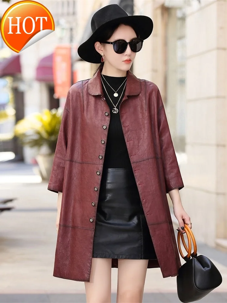 Autumn 2020 New genuine leather coat Women's Mid-length sheepskin trench coat Korean style loose and simple
Autumn 2020 New genuine leather coat Women's Mid-length sheepskin trench coat Korean style loose and simple