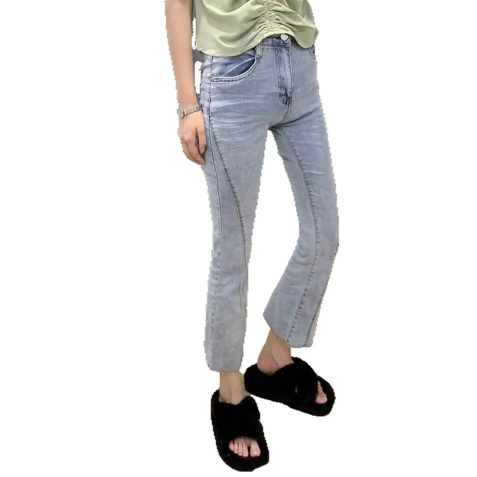 Spring and autumn new high waist women's jeans splicing elastic high waist flared pants jeans woman high waist casual
Spring and autumn new high waist women's jeans splicing elastic high waist flared pants jeans woman high waist casual