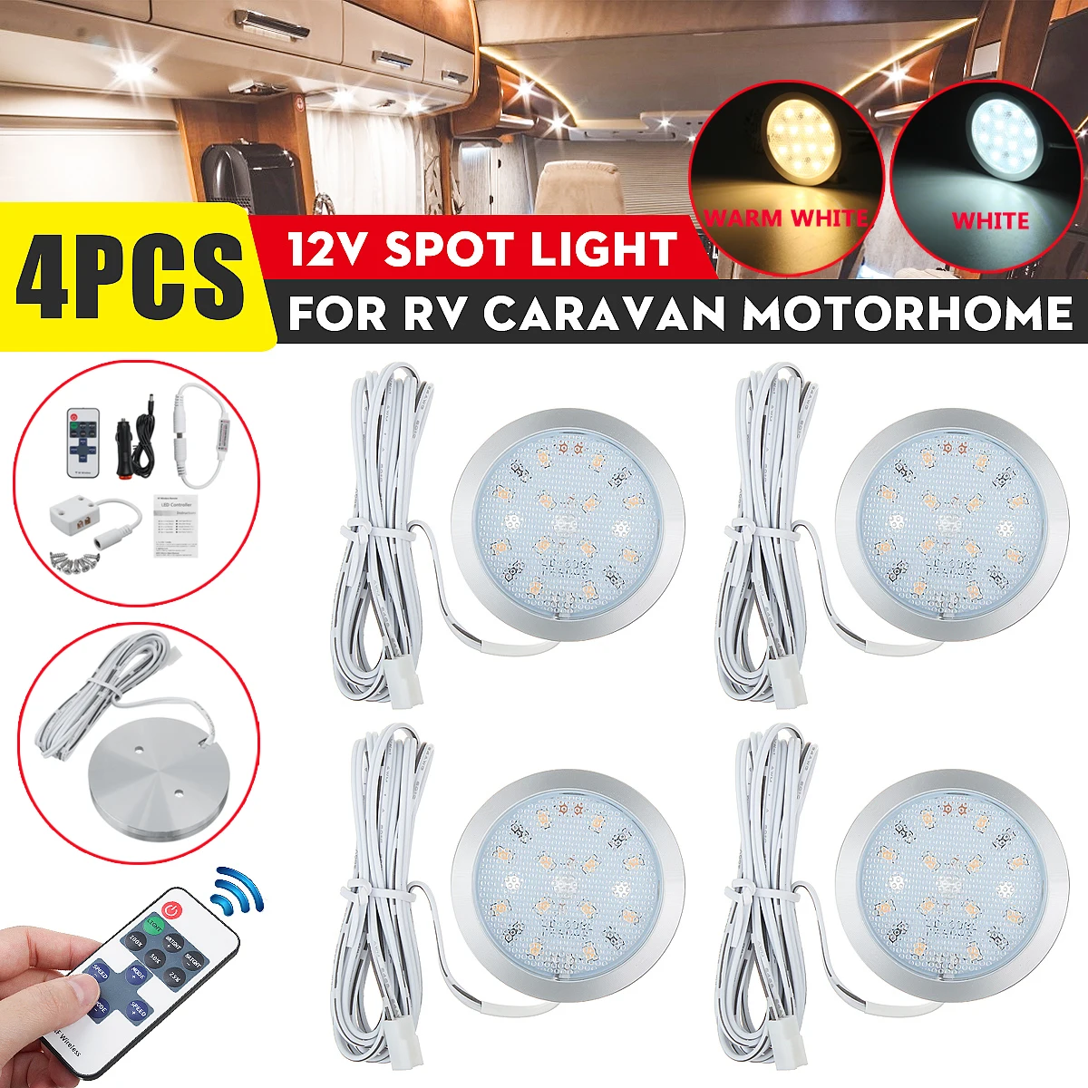 4/8 шт мощностью 12V для автомобилей RV Подсветка салона Лодка Трейлер отдыха в