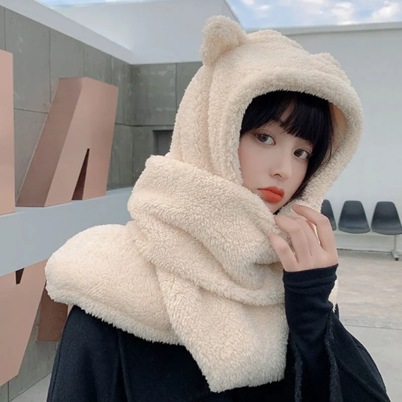 Sweet Three Piece Hooded Scarfs Women Thicken Imnation Wool Warm Cute Bear Hat Scarf Gloves Female Cozy Gorros Mujer Invierno
Sweet Three Piece Hooded Scarfs Women Thicken Imnation Wool Warm Cute Bear Hat Scarf Gloves Female Cozy Gorros Mujer Invierno