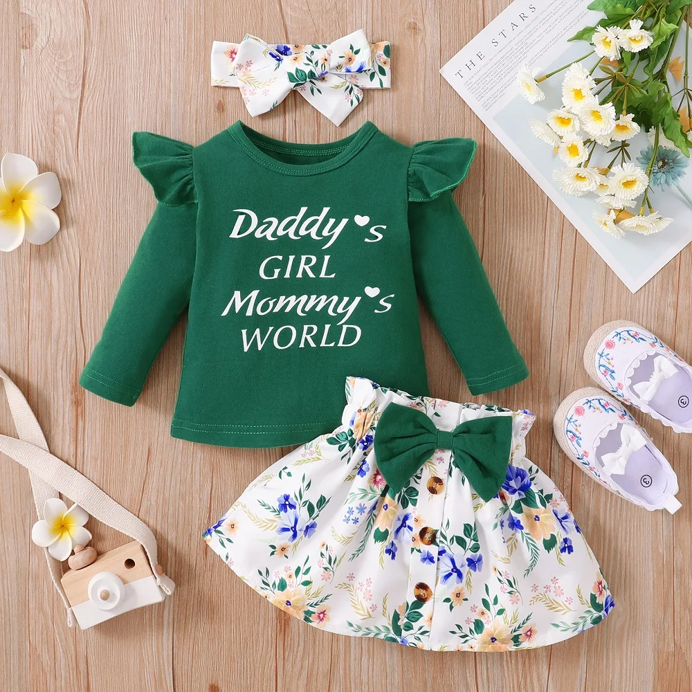 3Pcs Newborn Baby Girl Clothes Green Ruffle Top + Floral Button Skirt Long Sleeve Spring AutumnToddler Clothing Suit Outfit
3Pcs Newborn Baby Girl Clothes Green Ruffle Top + Floral Button Skirt Long Sleeve Spring AutumnToddler Clothing Suit Outfit