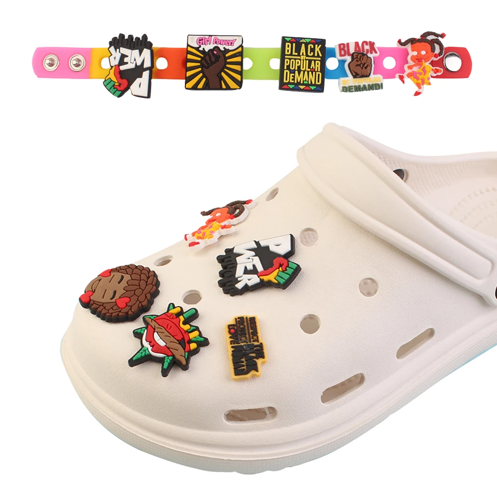 12Pcs Pvc Shoe Charms For Croc Black Power Accessories Croks Shoe Decoration Croc Jizb Charms Fit Wristband For Kids X-mas Gift
12Pcs Pvc Shoe Charms For Croc Black Power Accessories Croks Shoe Decoration Croc Jizb Charms Fit Wristband For Kids X-mas Gift