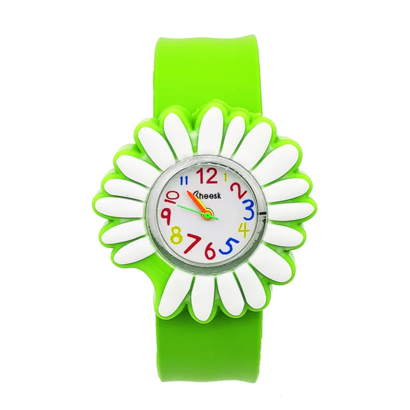 Модные детские часы с цветами и хризантемами Студенческие силиконовые